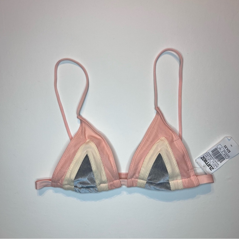 NWT Women’s Nightwalker The Slide Pink Geometric Triangle Bralette Bikini Top Sm - Picture 3 of 8